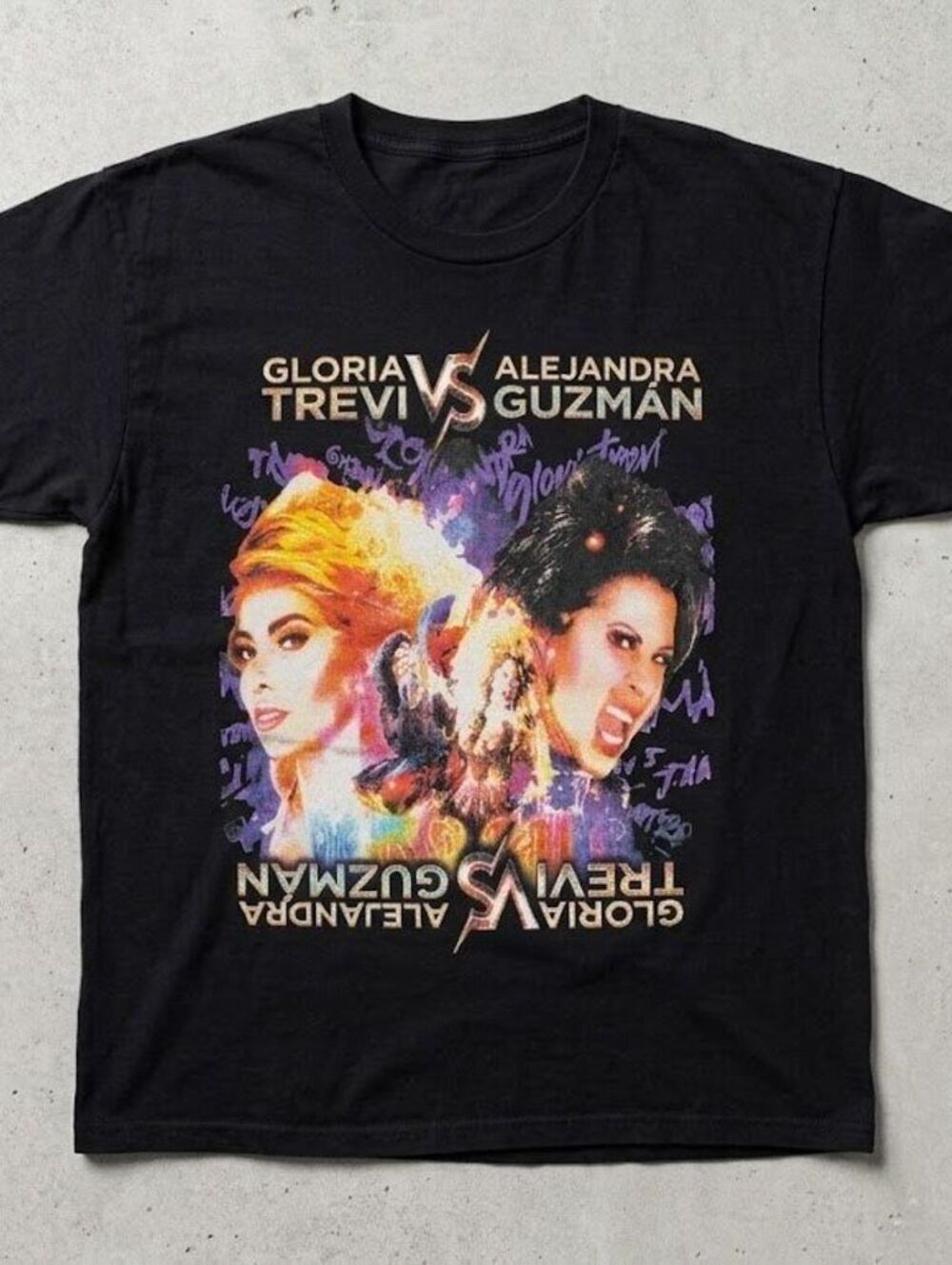 Gloria Trevi Mens XL Black Versus 2018 Tour Shirt Cut Neck Boxy Fit Y2K Grunge